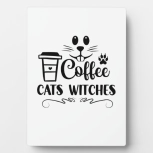 Halloween Coffee Cats Witches Birthday Plaque