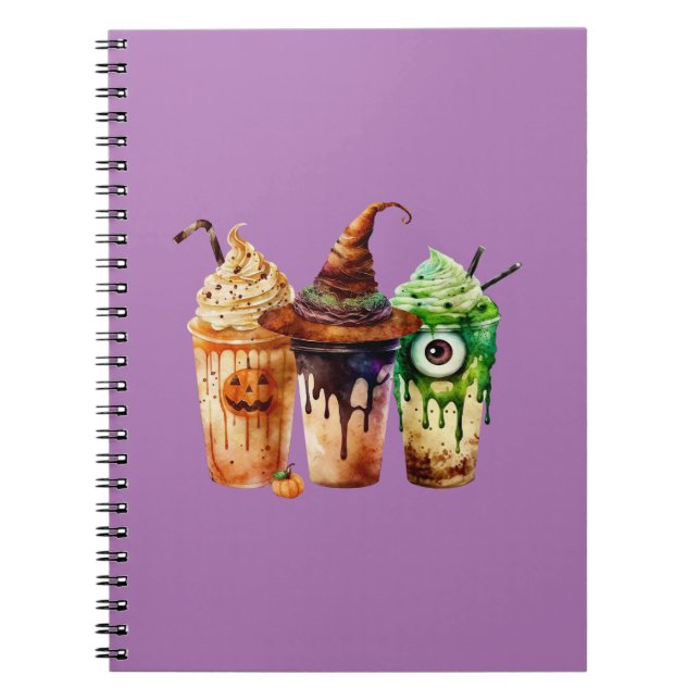 Halloween Coffee Drink Watercolor Trio Notebook (Front)