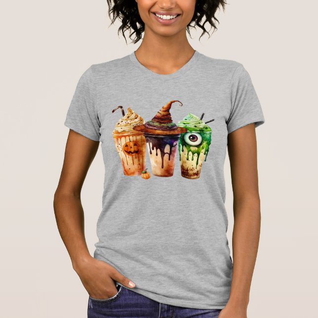 Halloween Coffee Drink Watercolor Trio  T-Shirt (Front)