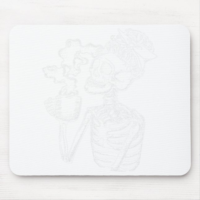 Halloween Coffee Drinking Skeleton Teacher Lazy Di Mouse Pad (Front)