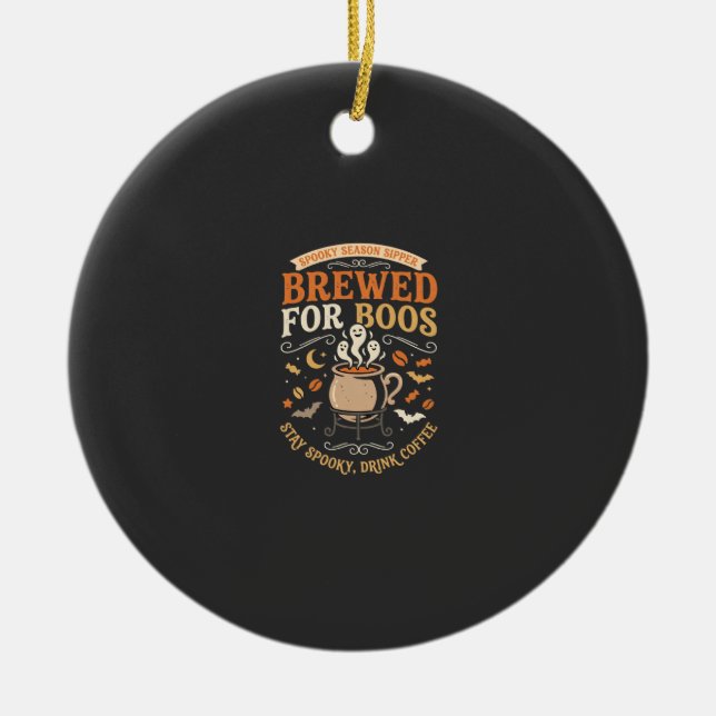 Halloween Coffee Ghost Celebration Ceramic Tree Decoration (Front)