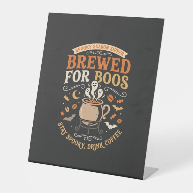Halloween Coffee Ghost Celebration Pedestal Sign (Front)