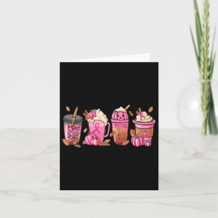 Halloween Coffee Pumpkin Latte Spice Breast Cancer Card