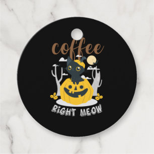 Halloween Coffee Right Meow Birthday Favour Tags