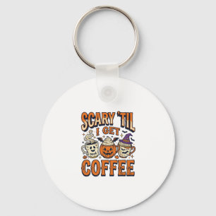 Halloween Coffee Scary Until Coffee Vintage Shirt_ Key Ring