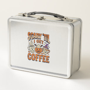 Halloween Coffee Scary Until Coffee Vintage Shirt_ Metal Lunch Box