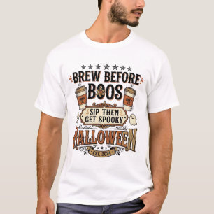 Halloween Coffee Shirt Brew Before Boos Vintage De