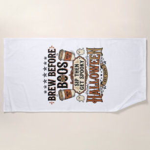Halloween Coffee Shirt Brew Before Boos Vintage De Beach Towel