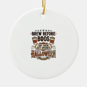 Halloween Coffee Shirt Brew Before Boos Vintage De Ceramic Tree Decoration