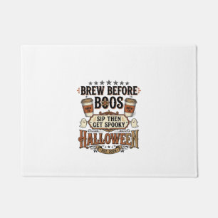 Halloween Coffee Shirt Brew Before Boos Vintage De Doormat