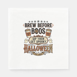 Halloween Coffee Shirt Brew Before Boos Vintage De Napkin
