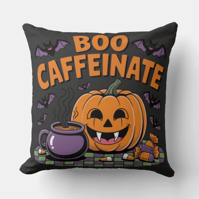 Halloween Coffee Vibes Pillow (Front)