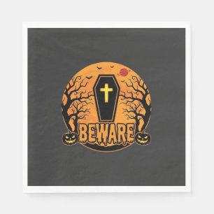 Halloween Coffin Beware Pumpkin Horror Design_1 Napkin
