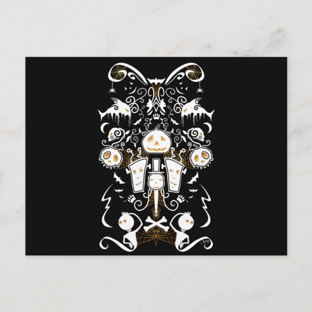 Halloween Collage Drawing Postcard (Front)