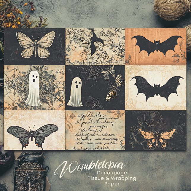 Halloween Collage Ghost & Pumpkin Decoupage Tissue Paper (Creator Uploaded)