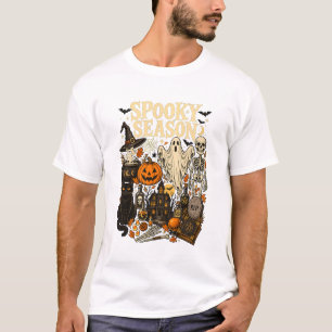 Halloween Collage Skeleton Ghost Pumpkin Art T-Shirt