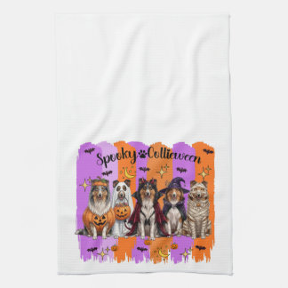 Halloween Collies Tea Towel