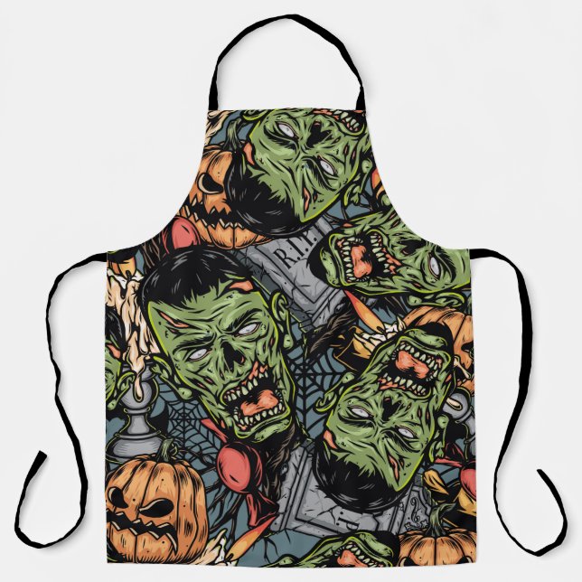 Halloween colorful elements seamless pattern with  apron (Front)