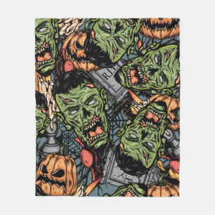 Halloween colorful elements seamless pattern with  fleece blanket