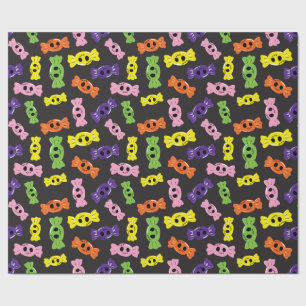 Halloween Colourful Candies Seamless Black Design Wrapping Paper