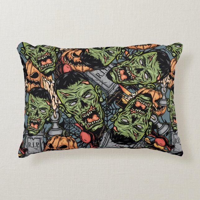 Halloween colourful elements seamless pattern with decorative cushion (Front)