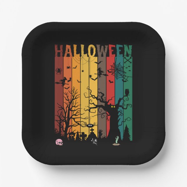 Halloween Colourful Night Paper Plate (Front)