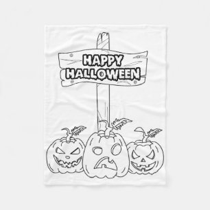 Halloween Colouring And Painting Yourself  Fleece Blanket