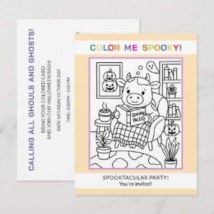 Halloween Colouring Invitation for Teens and Adult Postcard