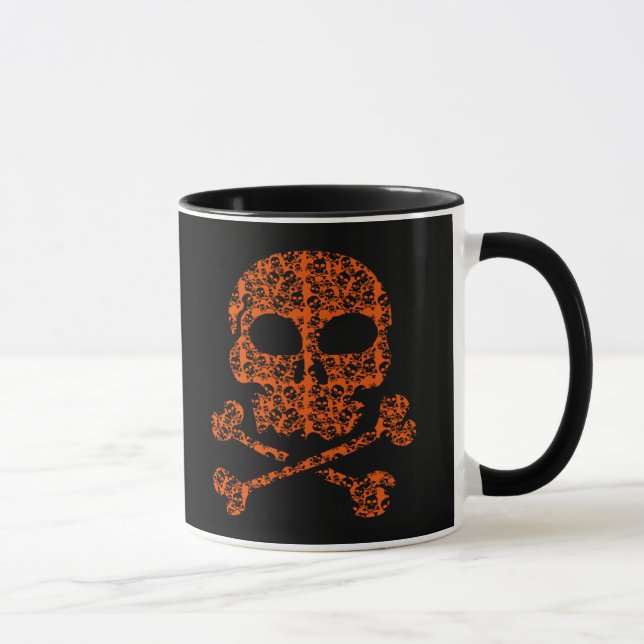 Halloween Colours!  Orange and Black Skulls Mug (Right)