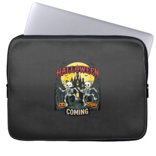 Halloween Coming Dancing Skeletons Castle Pumpkins Laptop Sleeve