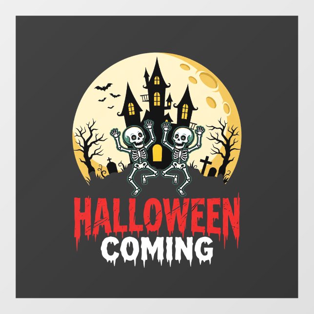 Halloween Coming Dancing Skeletons Haunted Castle  (Sheet)