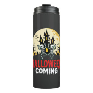 Halloween Coming Dancing Skeletons Haunted Castle Thermal Tumbler