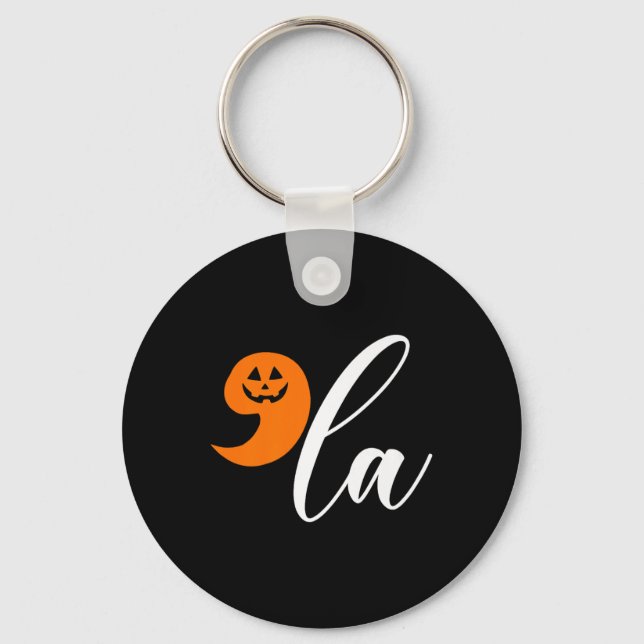 Halloween Comma La Funny Pumpkin Kamala Harris Pre Key Ring (Front)