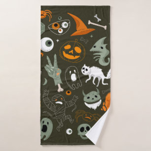 Halloween concept illustration with Sign and symbo Bath Towel