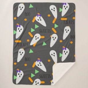 Halloween Confetti Sprinkles Ghost Treats Sherpa Blanket