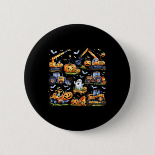 Halloween Construction Vehicle Crane Truck Pumpkin 6 Cm Round Badge
