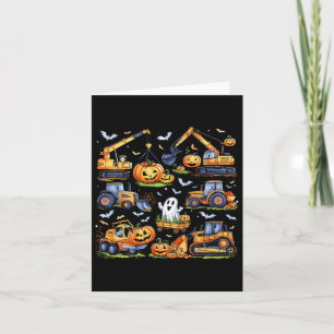 Halloween Construction Vehicle Crane Truck Pumpkin Card