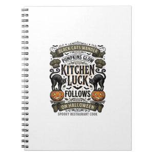 Halloween Cook Shirt Vintage Black Cat Pumpkin Kit Notebook