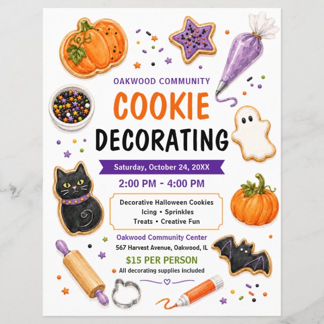 Halloween Cookie Decorating Event Flyer (Front)