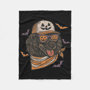 Halloween Cool Dog Boykin Spaniel Sungles Dog Mum  Fleece Blanket