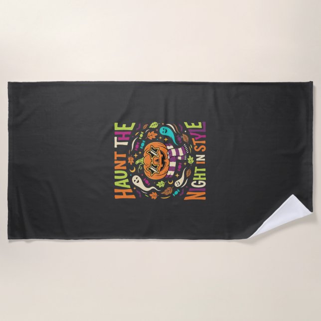 Halloween Cool Jack Lantern Beach Towel (Front)