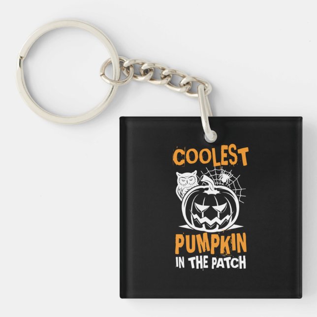 Halloween Coolest Pumpkin In The Patch Birthday Key Ring (Front)
