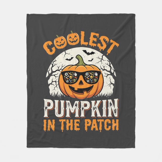 Halloween Coolest Pumpkin in the Patch Design Fleece Blanket (Front)