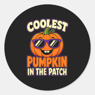 Halloween coolest pumpkin in the patch kids boys classic round sticker