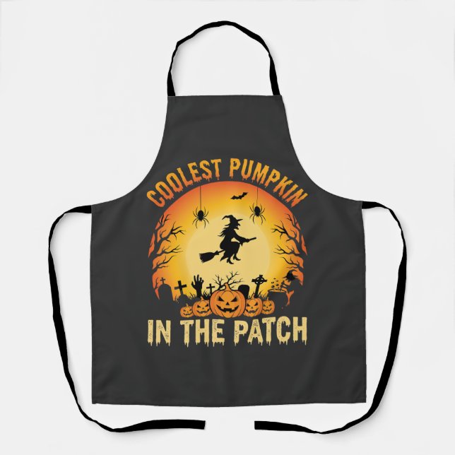 Halloween Coolest Pumpkin in the Patch Witch Desig Apron (Front)