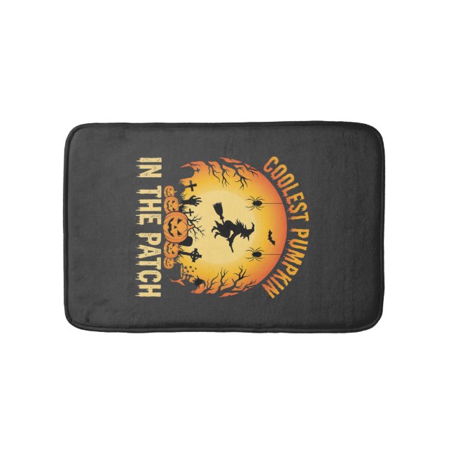 Halloween Coolest Pumpkin in the Patch Witch Desig Bath Mat (Front)