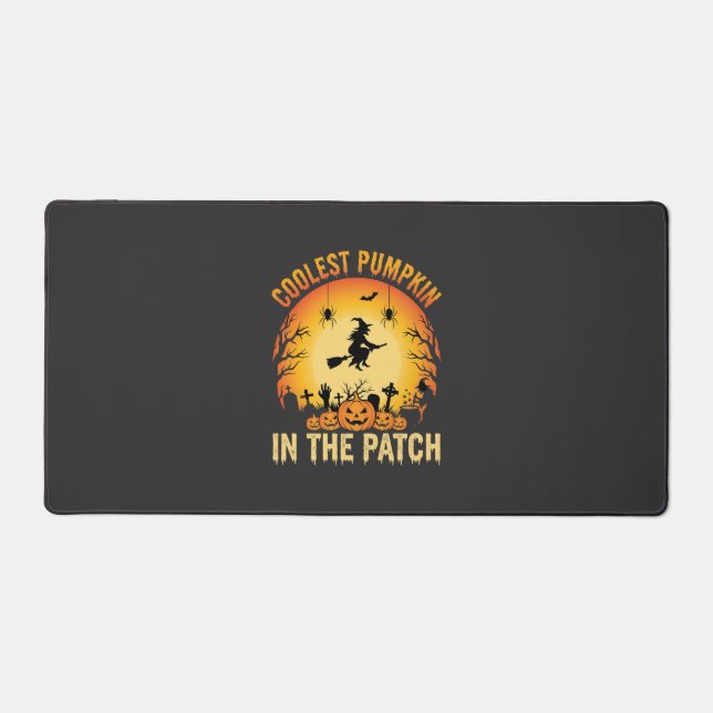 Halloween Coolest Pumpkin in the Patch Witch Desig Desk Mat (Front)