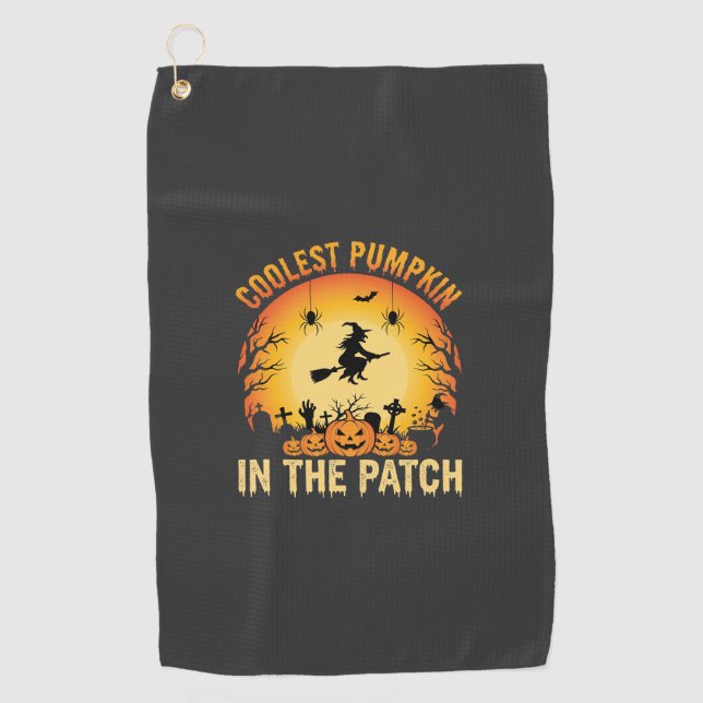 Halloween Coolest Pumpkin in the Patch Witch Desig Golf Towel (Front)