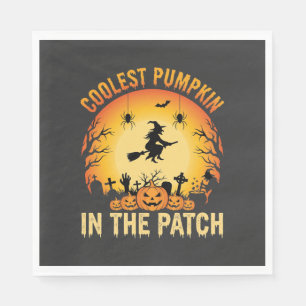 Halloween Coolest Pumpkin in the Patch Witch Desig Napkin