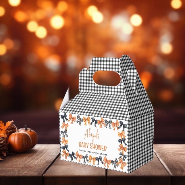 Halloween Coquette Black | Orange Bows Baby Shower Favour Box (Halloween Coquette Black and Orange Bows Baby Shower Favor Box)